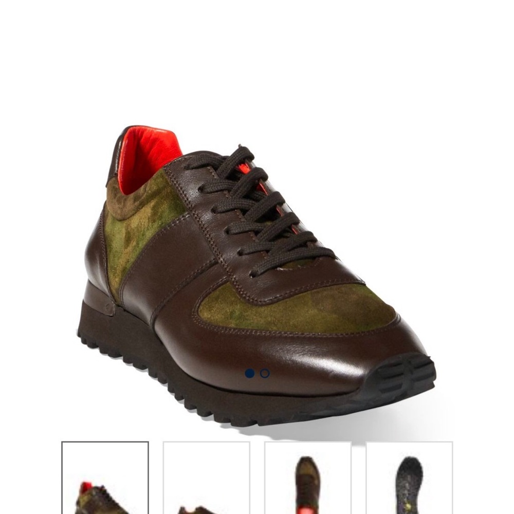 Ralph Lauren Brown and Green Camouflage Sneakers Purple Label Ethan Camo Suede S